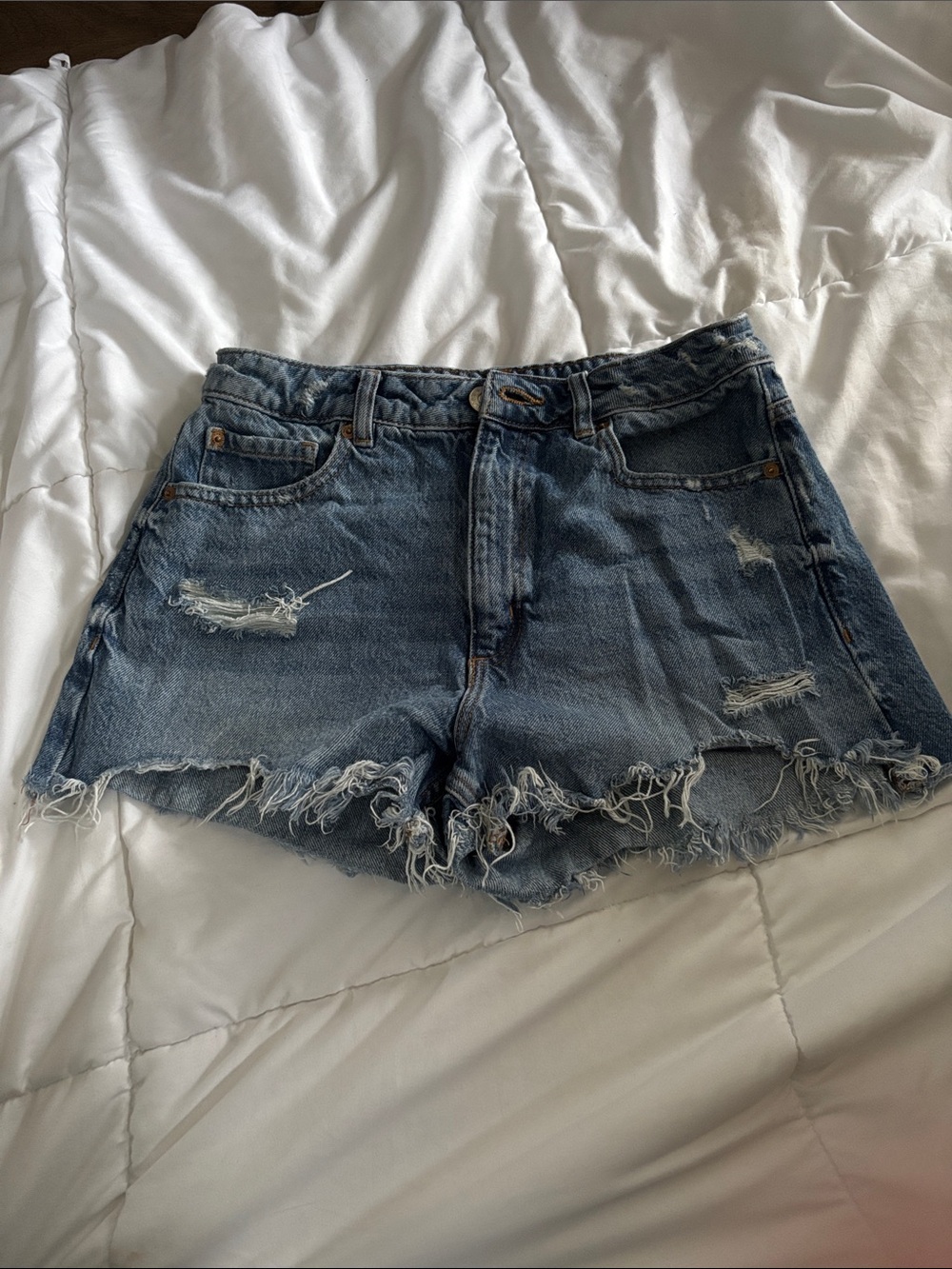 Garage Distressed Denim Jean Shorts - Blue